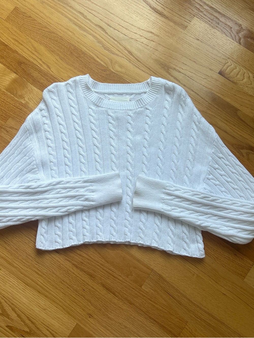 Aerie White Cable Knit Crop Sweater - Women